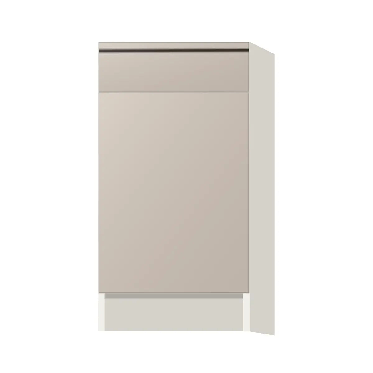 Contemporary trash pull-out base (2 cans) cabinet, Cashmere Gray door, L-Box (Luxury)