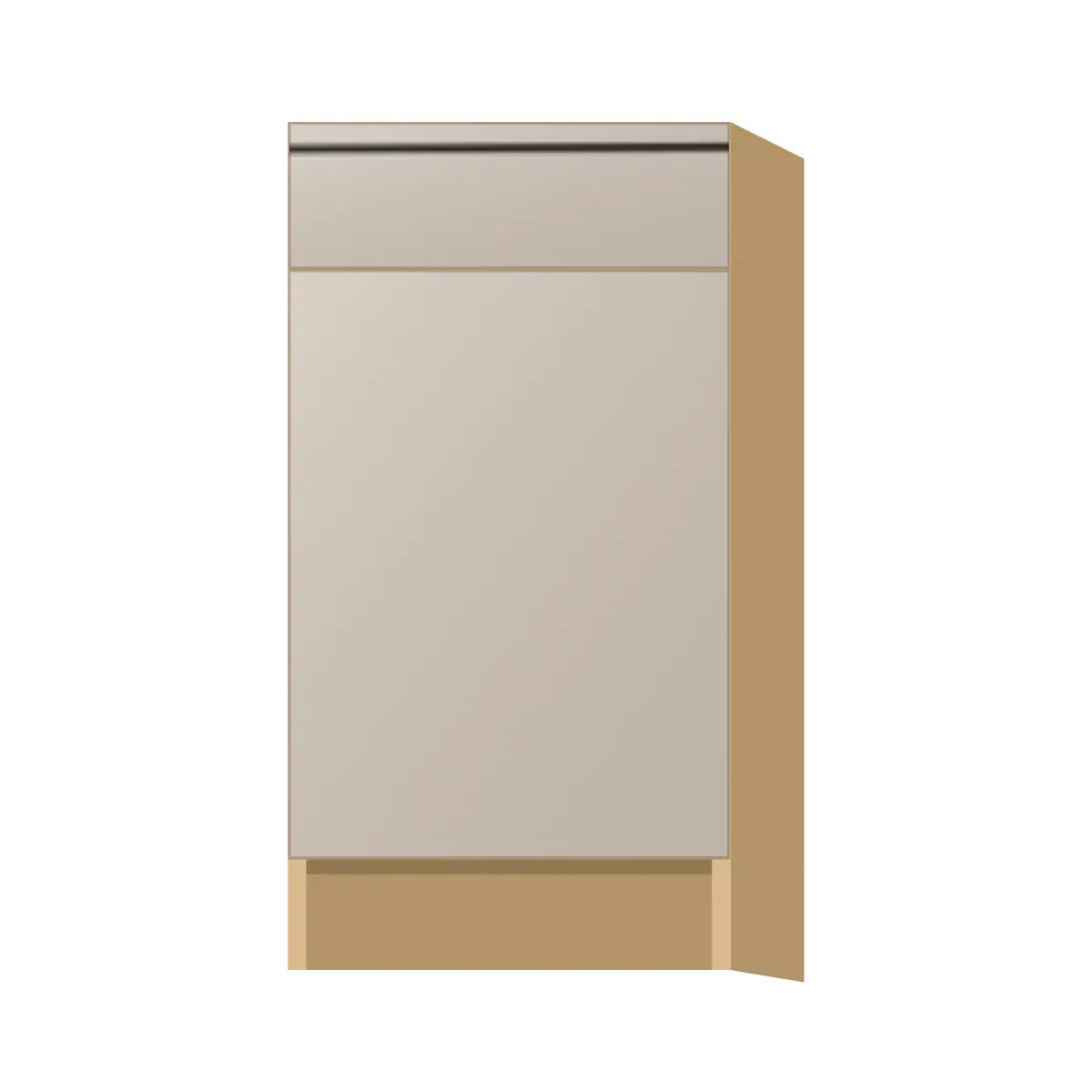 Contemporary trash pull-out base (2 cans) cabinet, Cashmere Gray door, P-Box (Prestige)