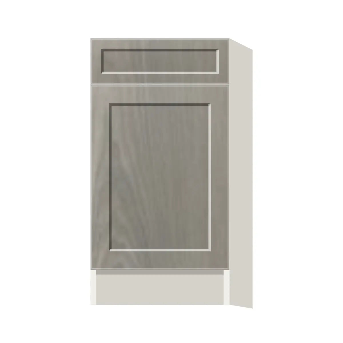 Contemporary trash pull-out base (2 cans) cabinet, Genesis Weathered Oak door, L-Box (Luxury)