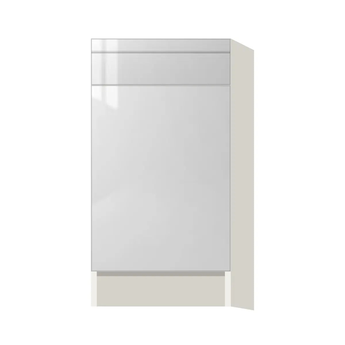 Contemporary trash pull-out base (2 cans) cabinet, Glossy White door, L-Box (Luxury)