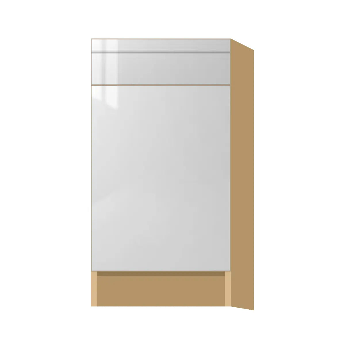 Contemporary trash pull-out base (2 cans) cabinet, Glossy White door, P-Box (Prestige)
