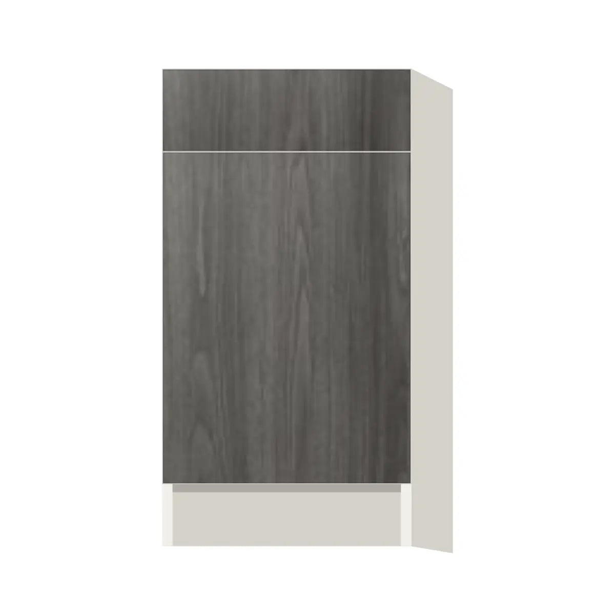 Contemporary trash pull-out base (2 cans) cabinet, Indian Light Walnut door, L-Box (Luxury)