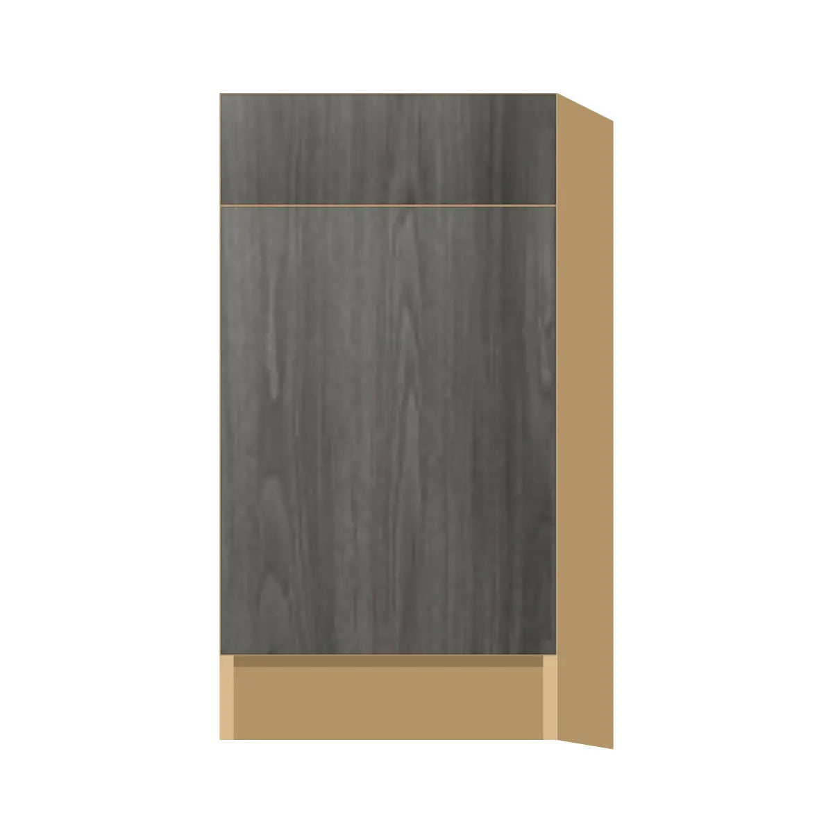 Contemporary trash pull-out base (2 cans) cabinet, Indian Light Walnut door, P-Box (Prestige)