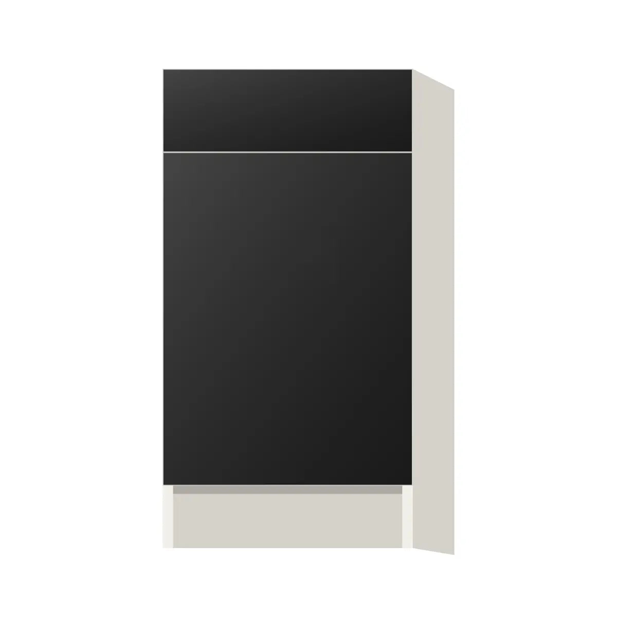 Contemporary trash pull-out base (2 cans) cabinet, Matte Black door, L-Box (Luxury)