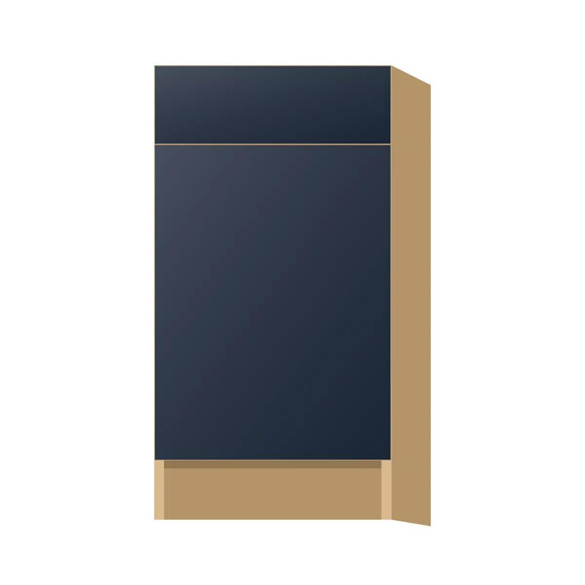 Contemporary trash pull-out base (2 cans) cabinet, Matte Blue door, P-Box (Prestige)