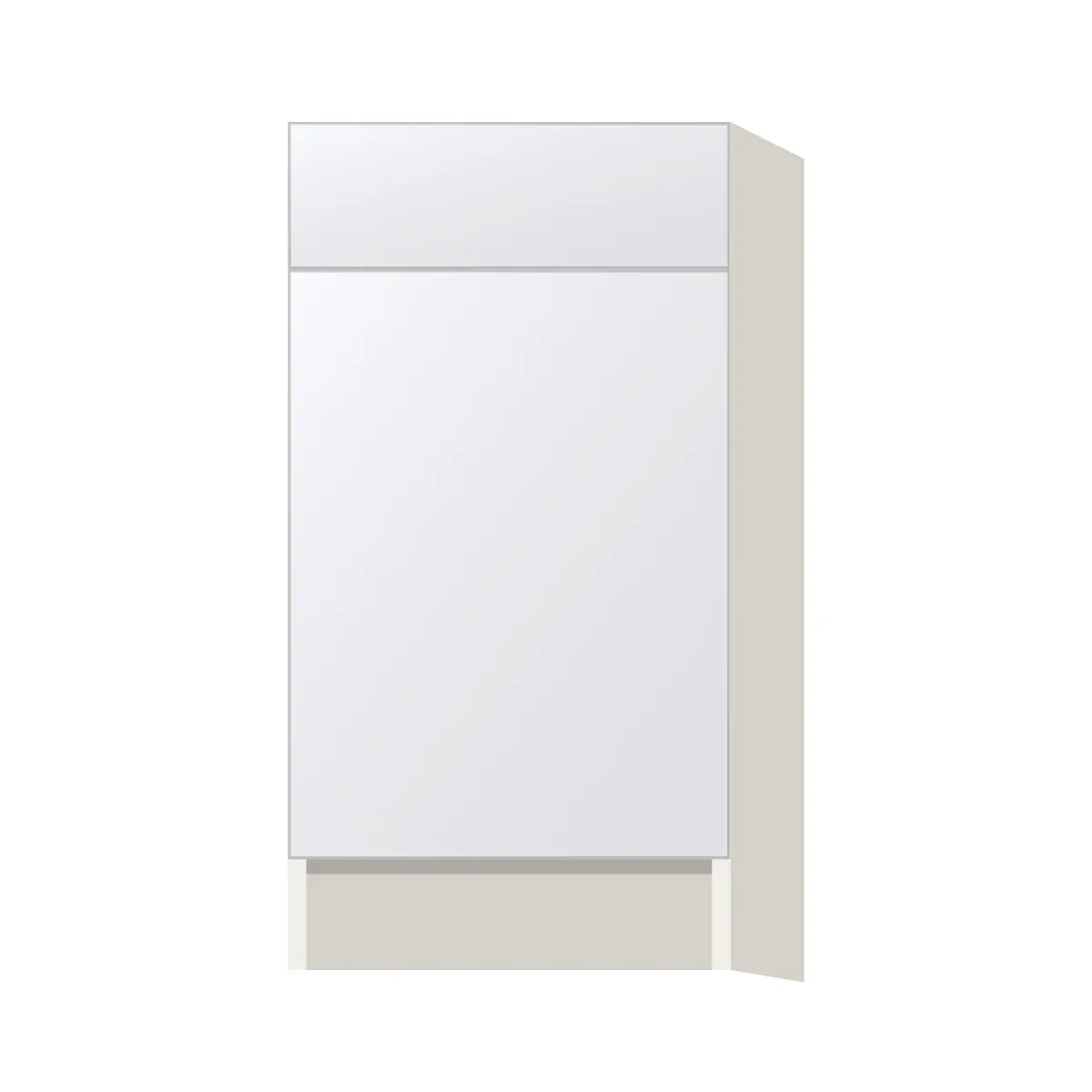 Contemporary trash pull-out base (2 cans) cabinet, Matte White door, L-Box (Luxury)