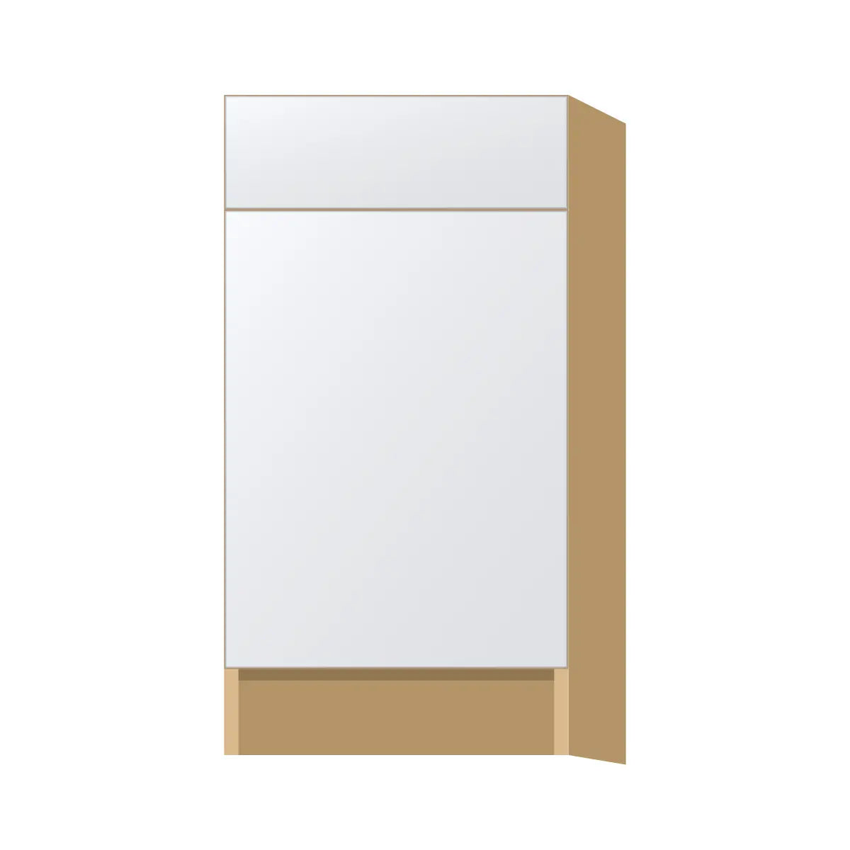 Contemporary trash pull-out base (2 cans) cabinet, Matte White door, P-Box (Prestige)