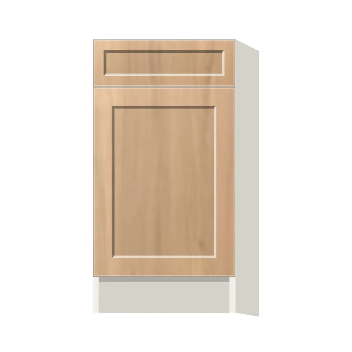 Contemporary trash pull-out base (2 cans) cabinet, Natural Wood Shaker door, L-Box (Luxury)