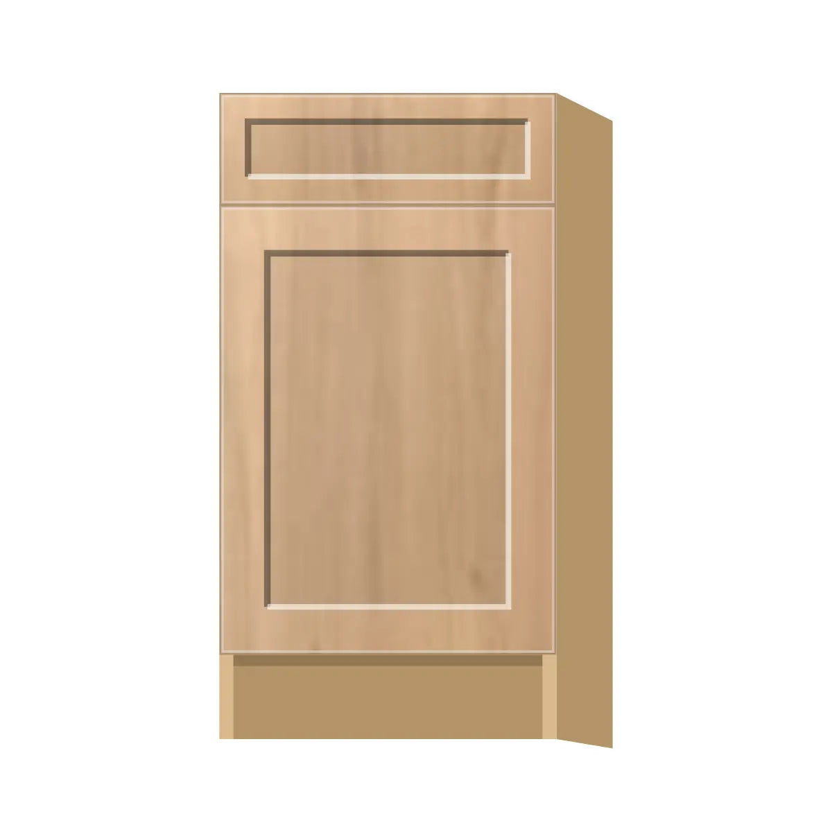 Contemporary trash pull-out base (2 cans) cabinet, Natural Wood Shaker door, P-Box (Prestige)