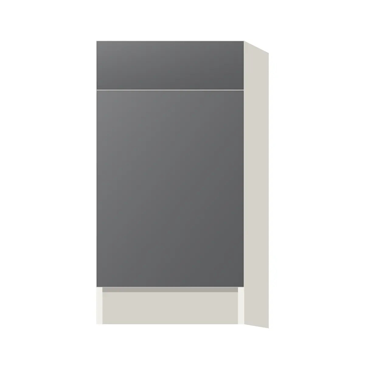 Contemporary trash pull-out base (2 cans) cabinet, Prime Matte Grey door, L-Box (Luxury)