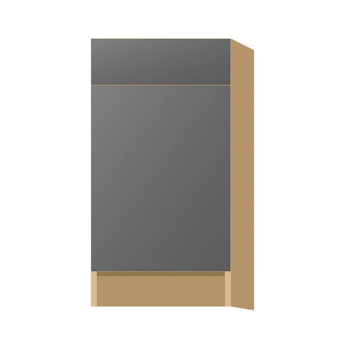 Contemporary trash pull-out base (2 cans) cabinet, Prime Matte Grey door, P-Box (Prestige)
