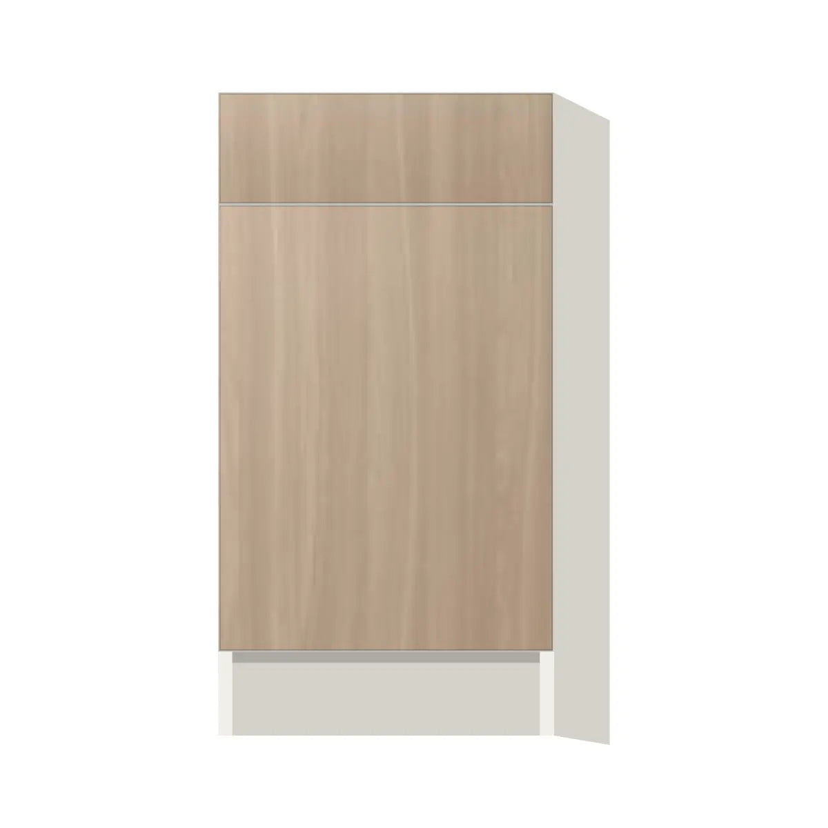 Contemporary trash pull-out base (2 cans) cabinet, Vanilla Oak door, L-Box (Luxury)