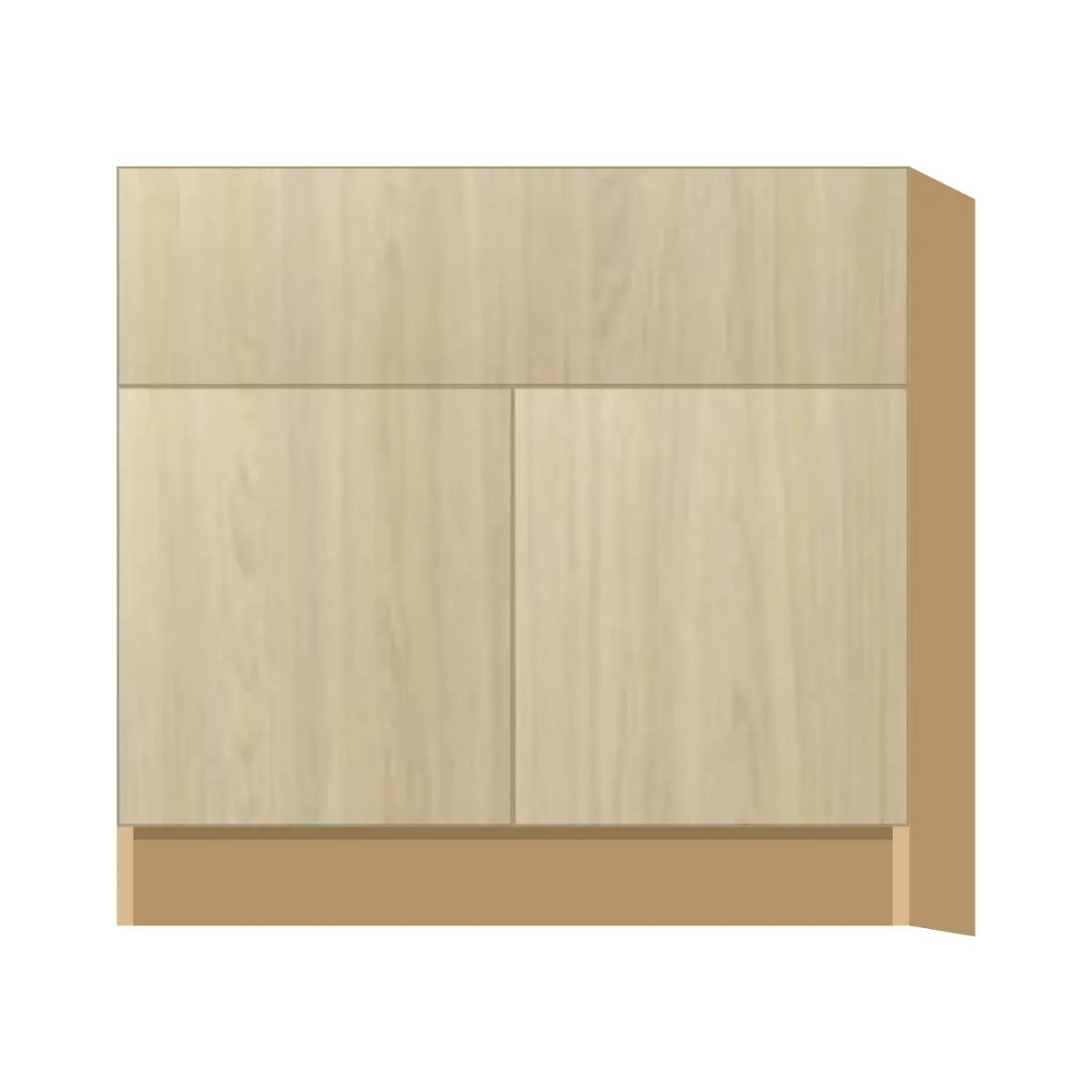 Contemporary farm sink base cabinet, Barcelona Light Oak door, P-Box (Prestige)