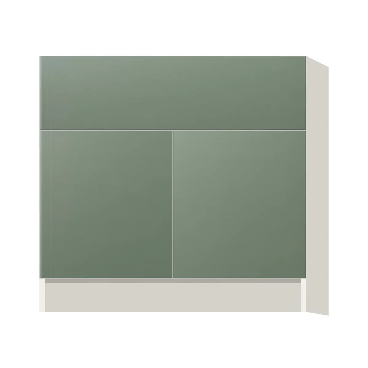 Contemporary farm sink base cabinet, Bean Paste Green door, L-Box (Luxury)