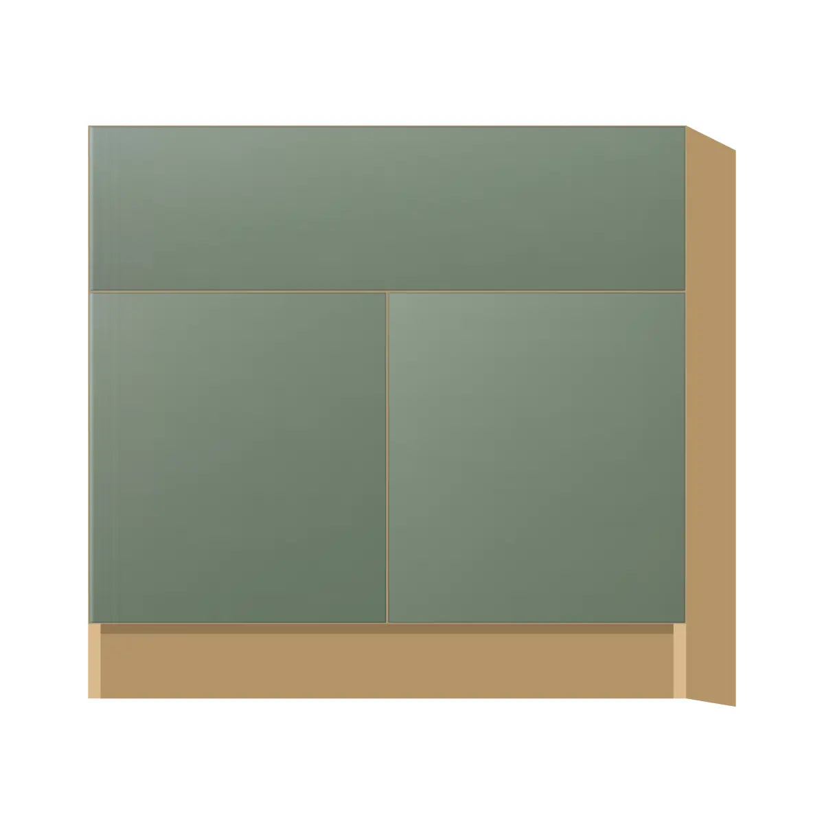 Contemporary farm sink base cabinet, Bean Paste Green door, P-Box (Prestige)
