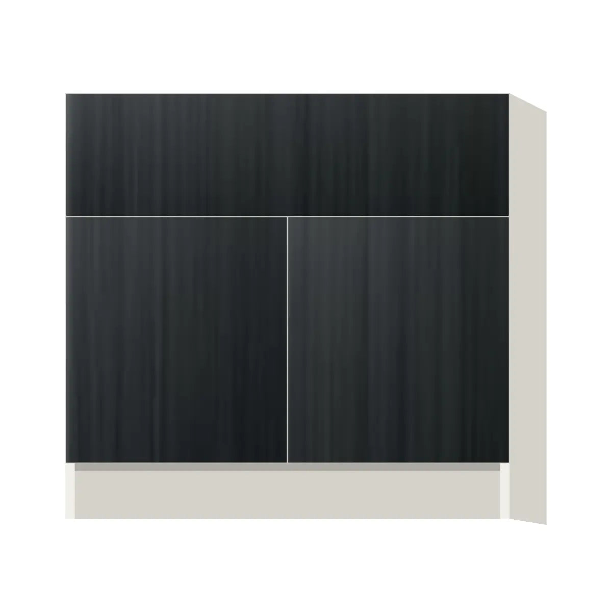 Contemporary farm sink base cabinet, Black Grain door, L-Box (Luxury)