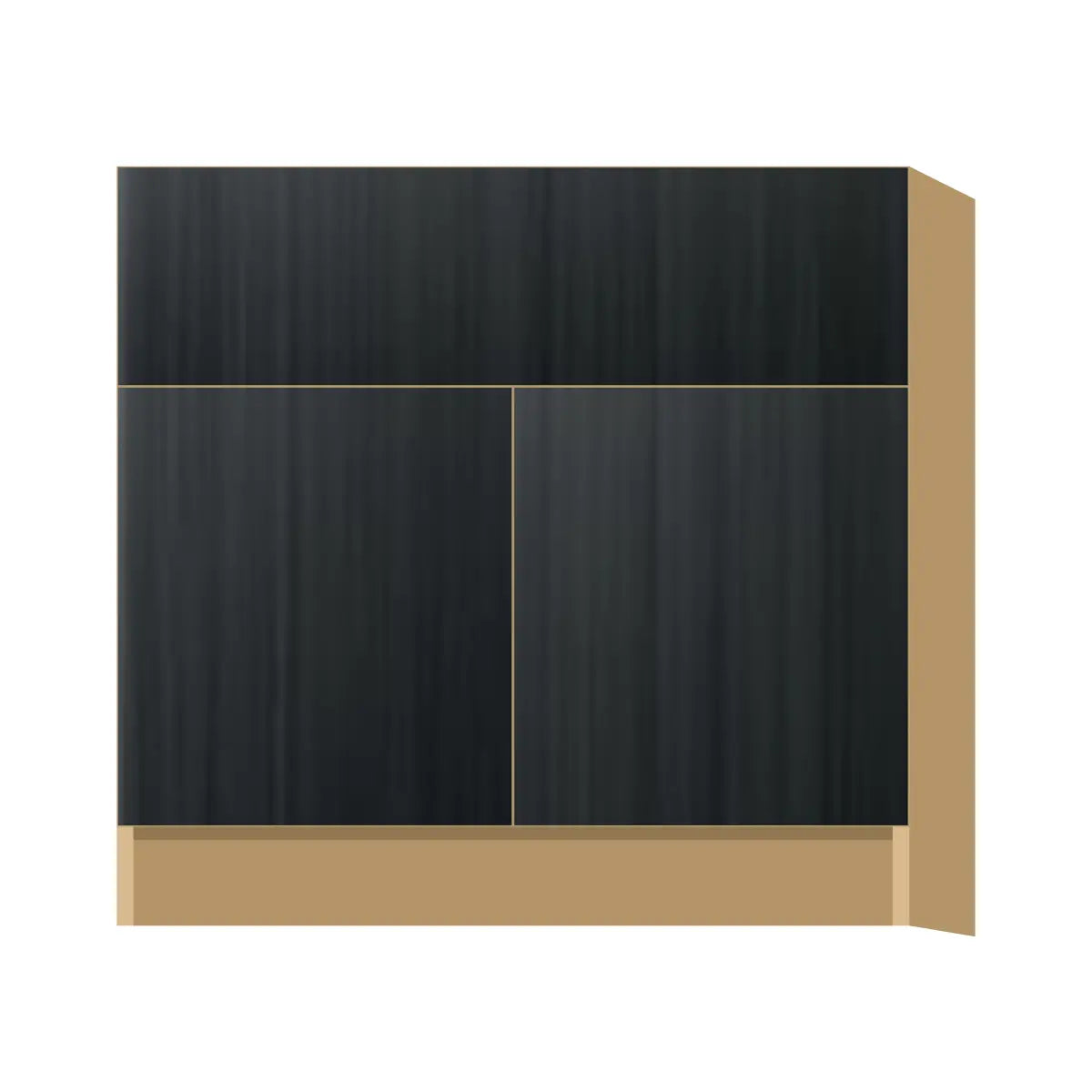 Contemporary farm sink base cabinet, Black Grain door, P-Box (Prestige)