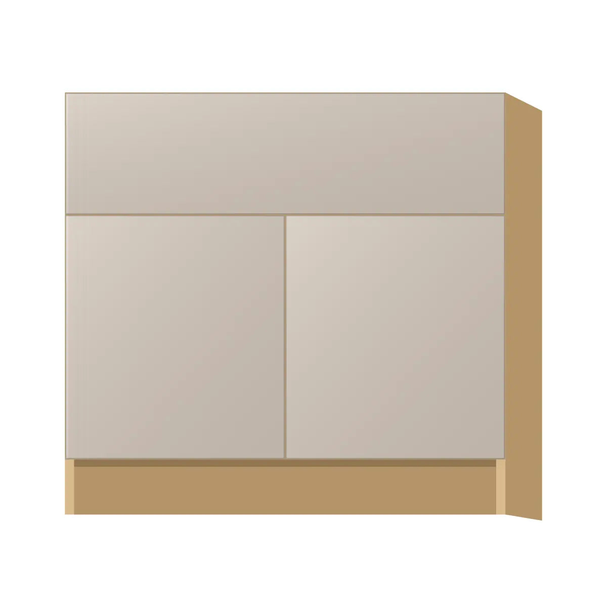 Contemporary farm sink base cabinet, Cashmere Gray door, P-Box (Prestige)