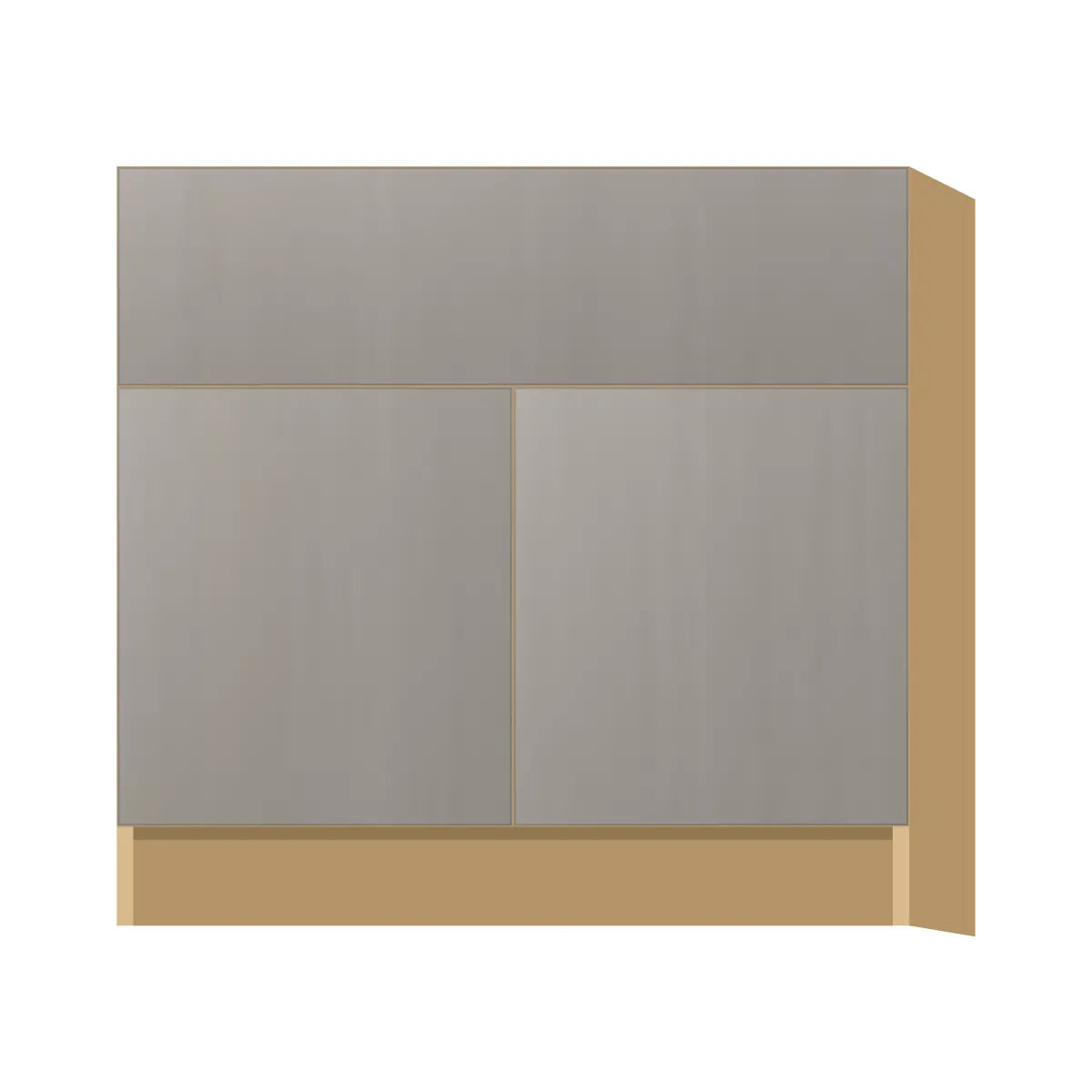 Contemporary farm sink base cabinet, Fog Oak door, P-Box (Prestige)
