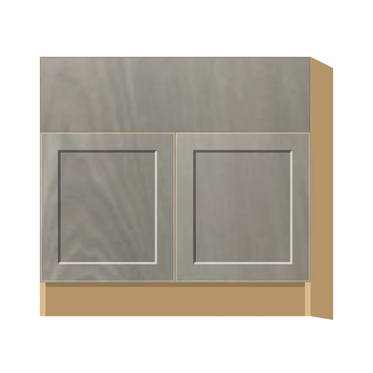 Contemporary farm sink base cabinet, Genesis Weathered Oak door, P-Box (Prestige)