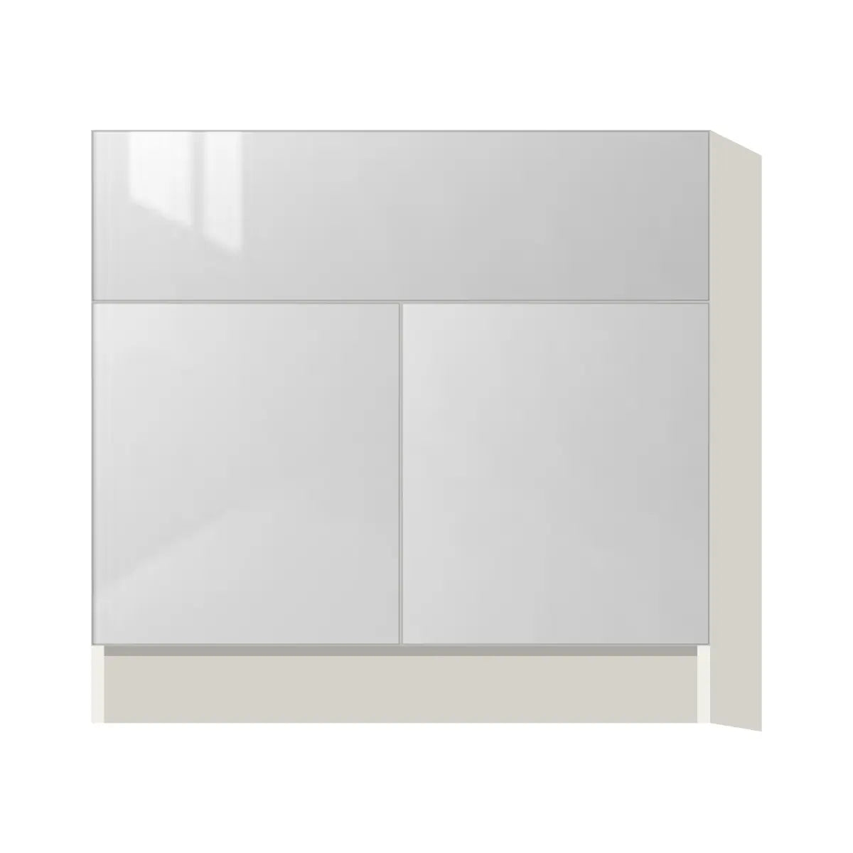 Contemporary farm sink base cabinet, Glossy White door, L-Box (Luxury)