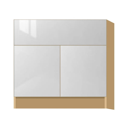 Contemporary farm sink base cabinet, Glossy White door, P-Box (Prestige)