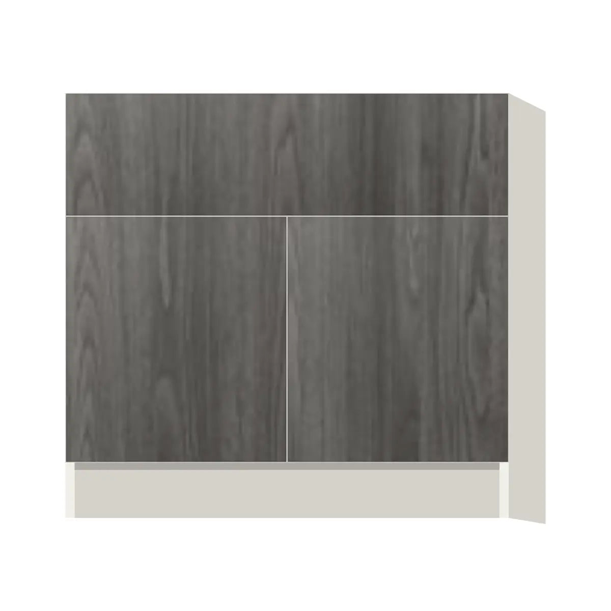 Contemporary farm sink base cabinet, Indian Light Walnut door, L-Box (Luxury)