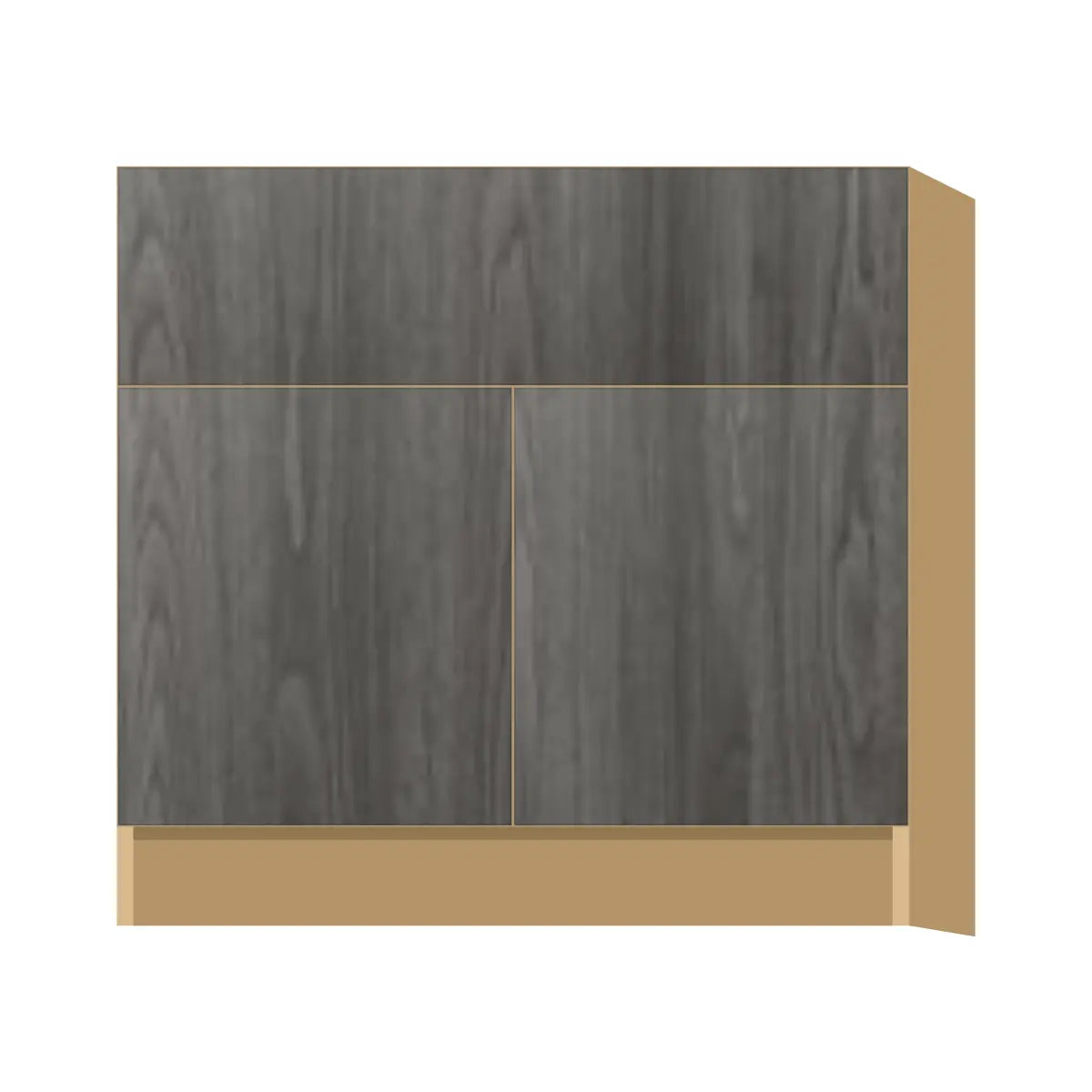Contemporary farm sink base cabinet, Indian Light Walnut door, P-Box (Prestige)