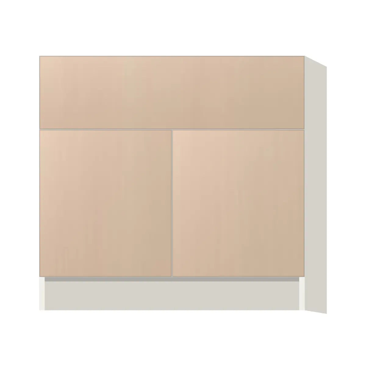 Contemporary farm sink base cabinet, Maine Oak door, L-Box (Luxury)