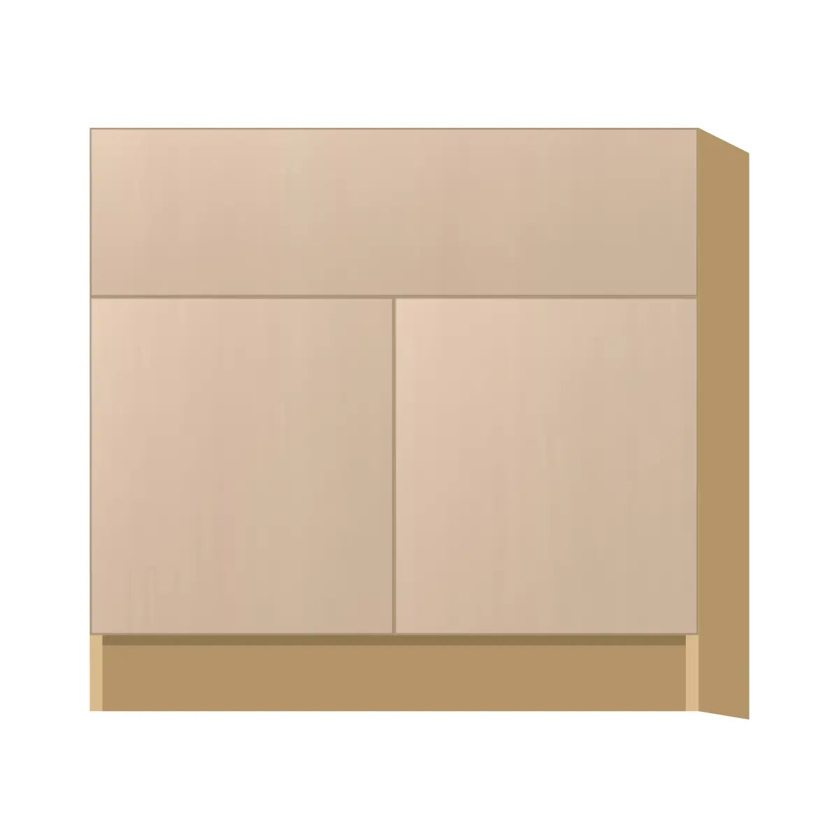 Contemporary farm sink base cabinet, Maine Oak door, P-Box (Prestige)