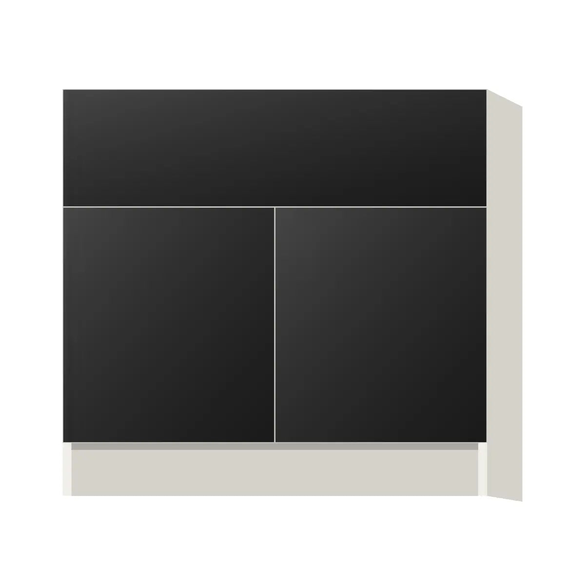 Contemporary farm sink base cabinet, Matte Black door, L-Box (Luxury)