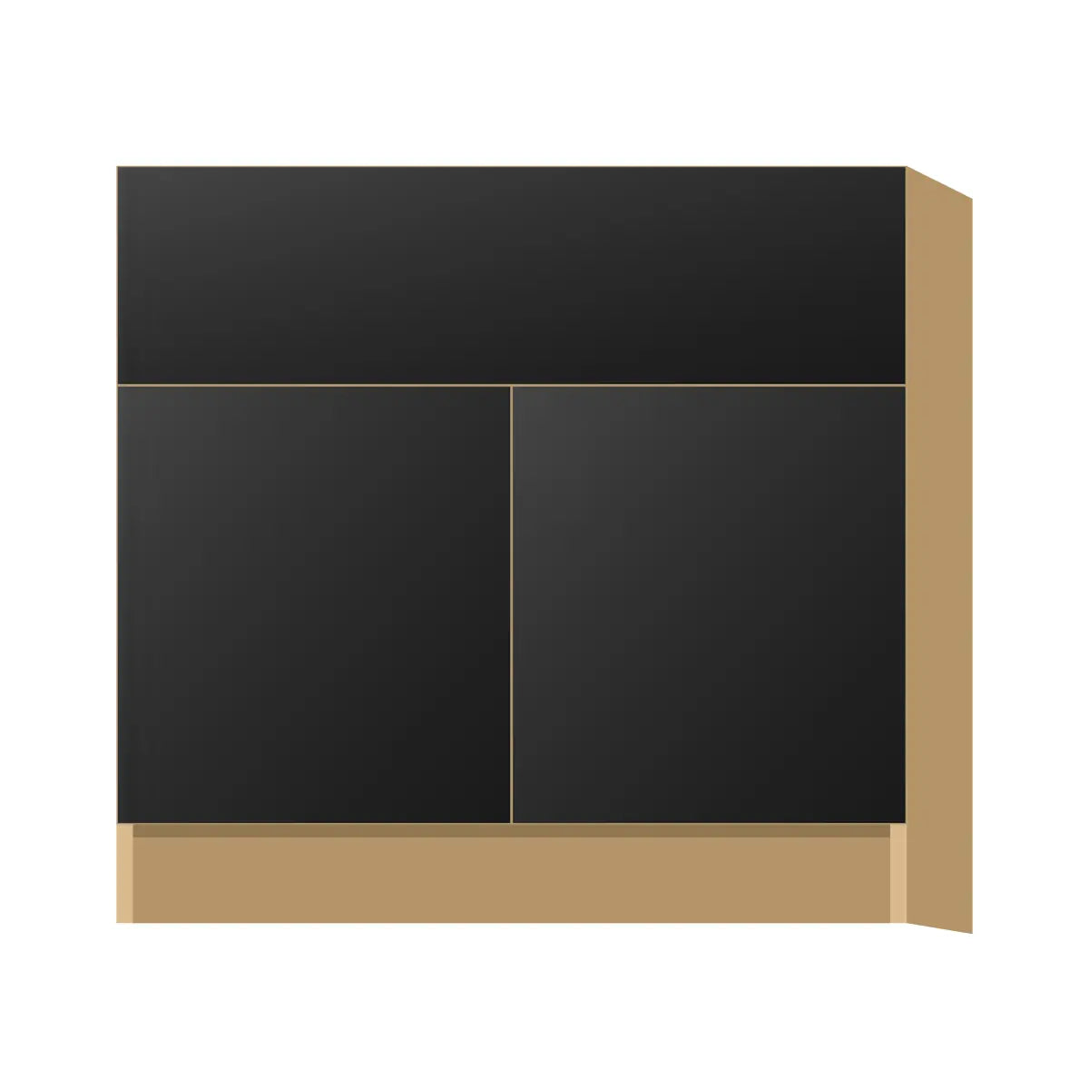 Contemporary farm sink base cabinet, Matte Black door, P-Box (Prestige)