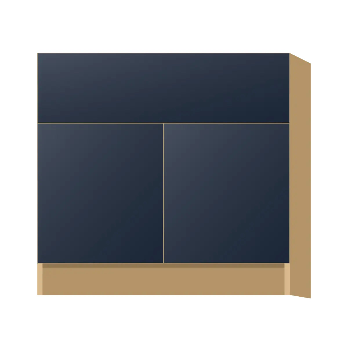 Contemporary farm sink base cabinet, Matte Blue door, P-Box (Prestige)