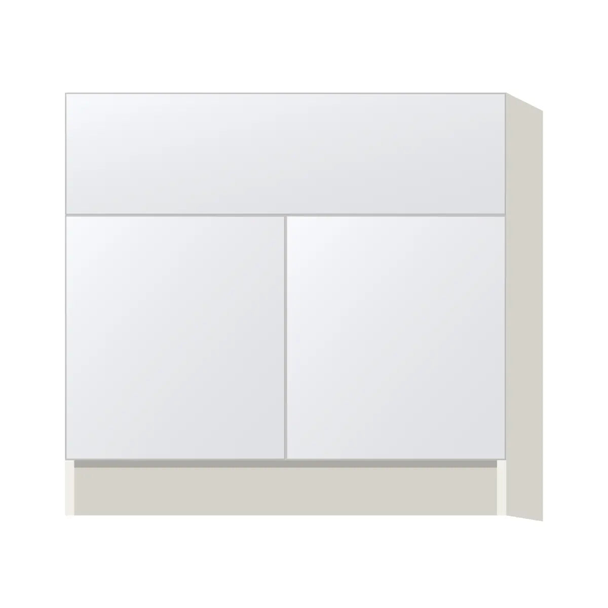 Contemporary farm sink base cabinet, Matte White door, L-Box (Luxury)