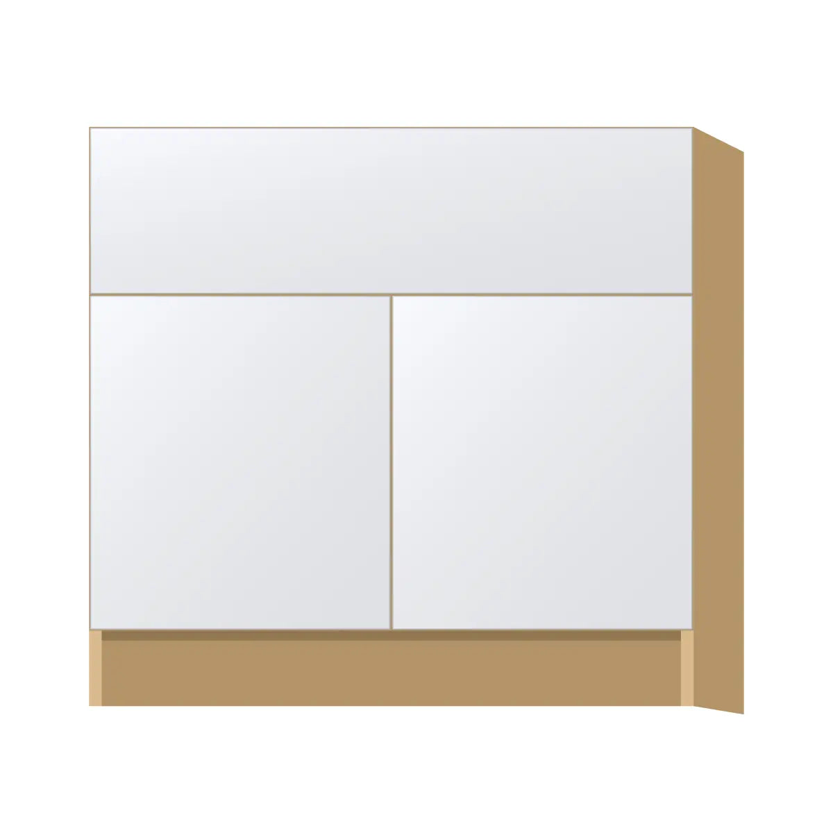 Contemporary farm sink base cabinet, Matte White door, P-Box (Prestige)