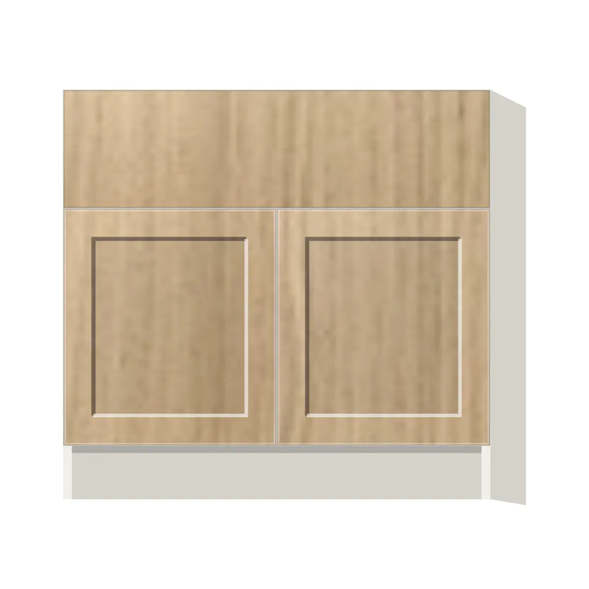 Contemporary farm sink base cabinet, Modern Oak Shaker door, L-Box (Luxury)