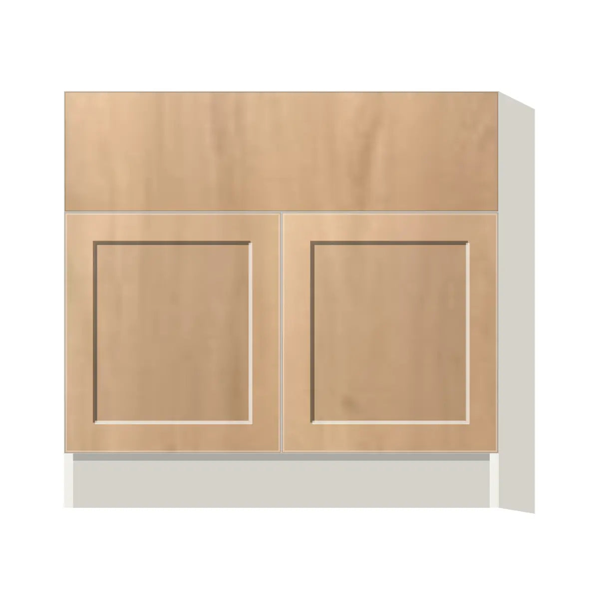 Contemporary farm sink base cabinet, Natural Wood Shaker door, L-Box (Luxury)