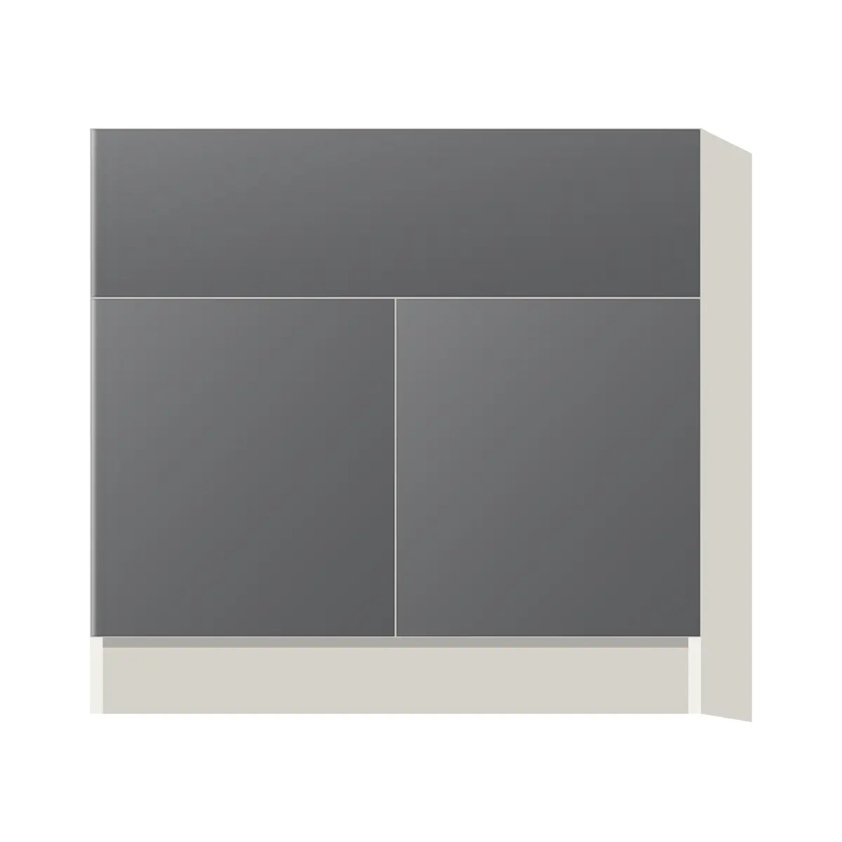 Contemporary farm sink base cabinet, Prime Matte Grey door, L-Box (Luxury)