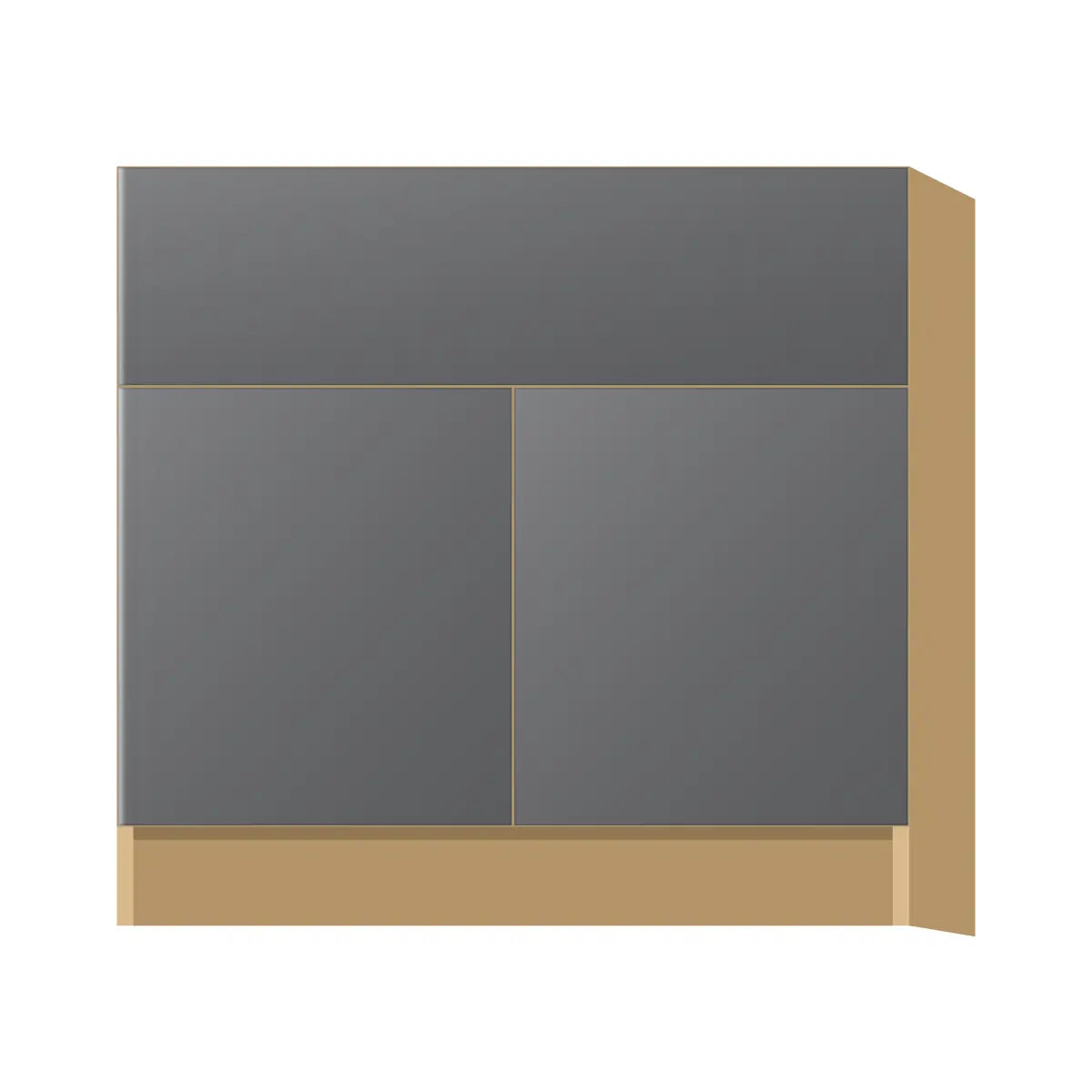Contemporary farm sink base cabinet, Prime Matte Grey door, P-Box (Prestige)