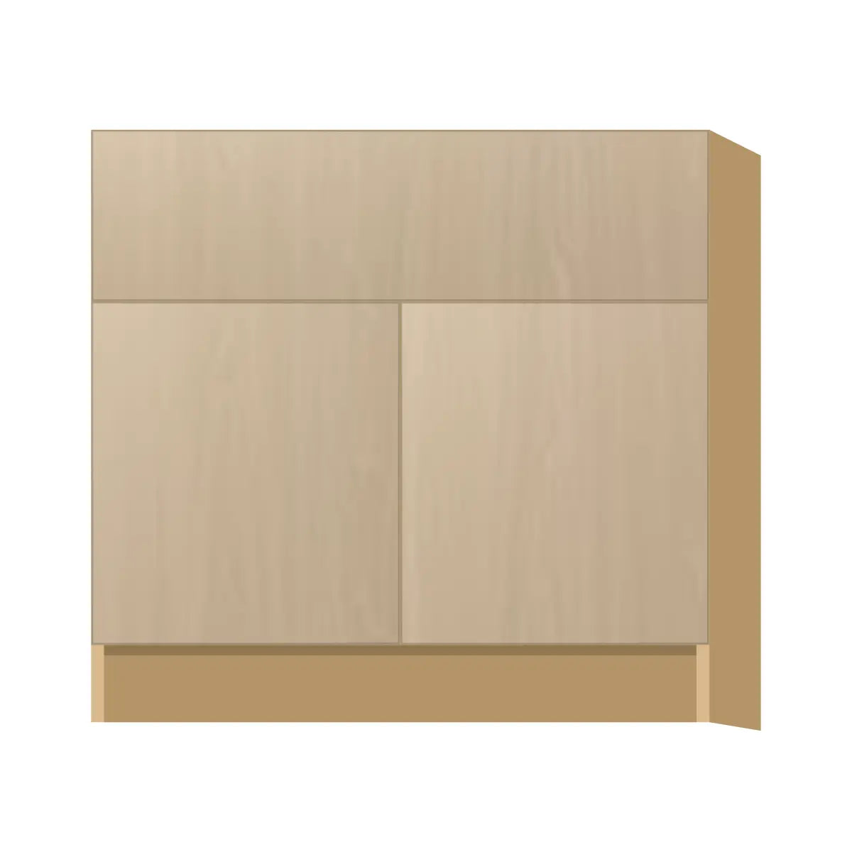 Contemporary farm sink base cabinet, Swiss Walnut door, P-Box (Prestige)