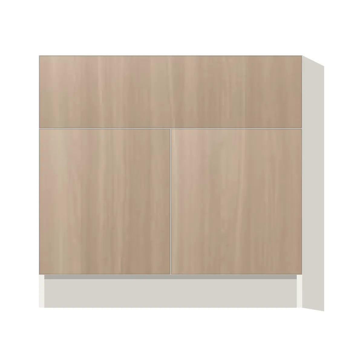 Contemporary farm sink base cabinet, Vanilla Oak door, L-Box (Luxury)