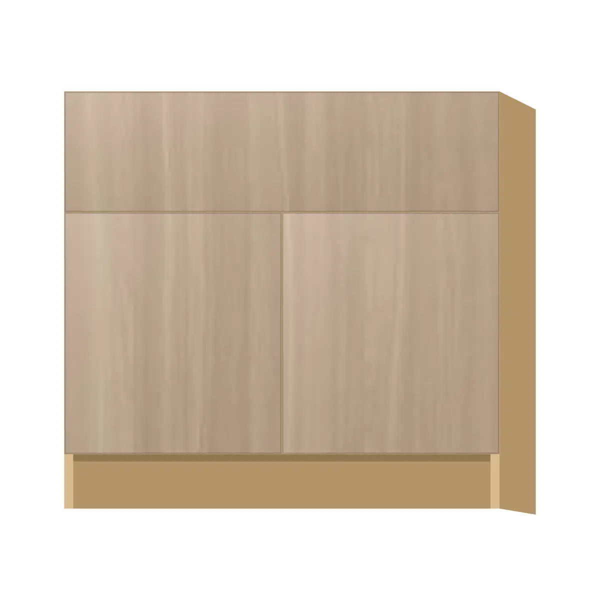 Contemporary farm sink base cabinet, Vanilla Oak door, P-Box (Prestige)