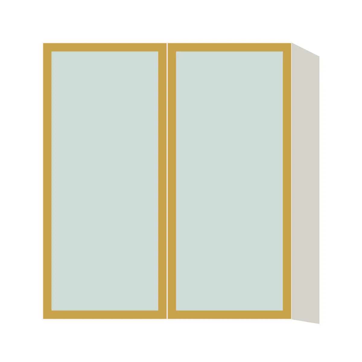 Glass Door Insert GD-W2730, Aluminum Frame, for 27 Inch x 30 Inch Contemporary Wall Cabinet, Double Door, L-Box