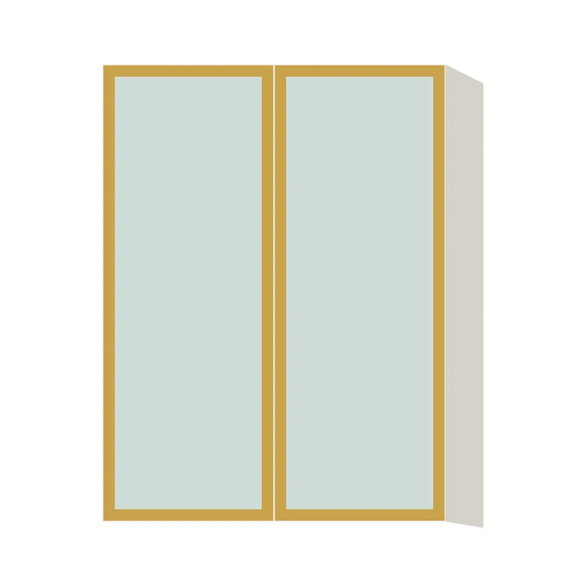 Glass Door Insert GD-W2736, Aluminum Frame, for 27 Inch x 36 Inch Contemporary Wall Cabinet, Double Door, L-Box