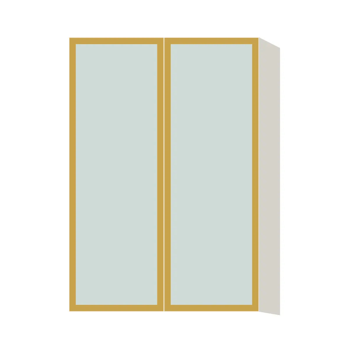 Glass Door Insert GD-W2739, Aluminum Frame, for 27 Inch x 39 Inch Contemporary Wall Cabinet, Double Door, L-Box