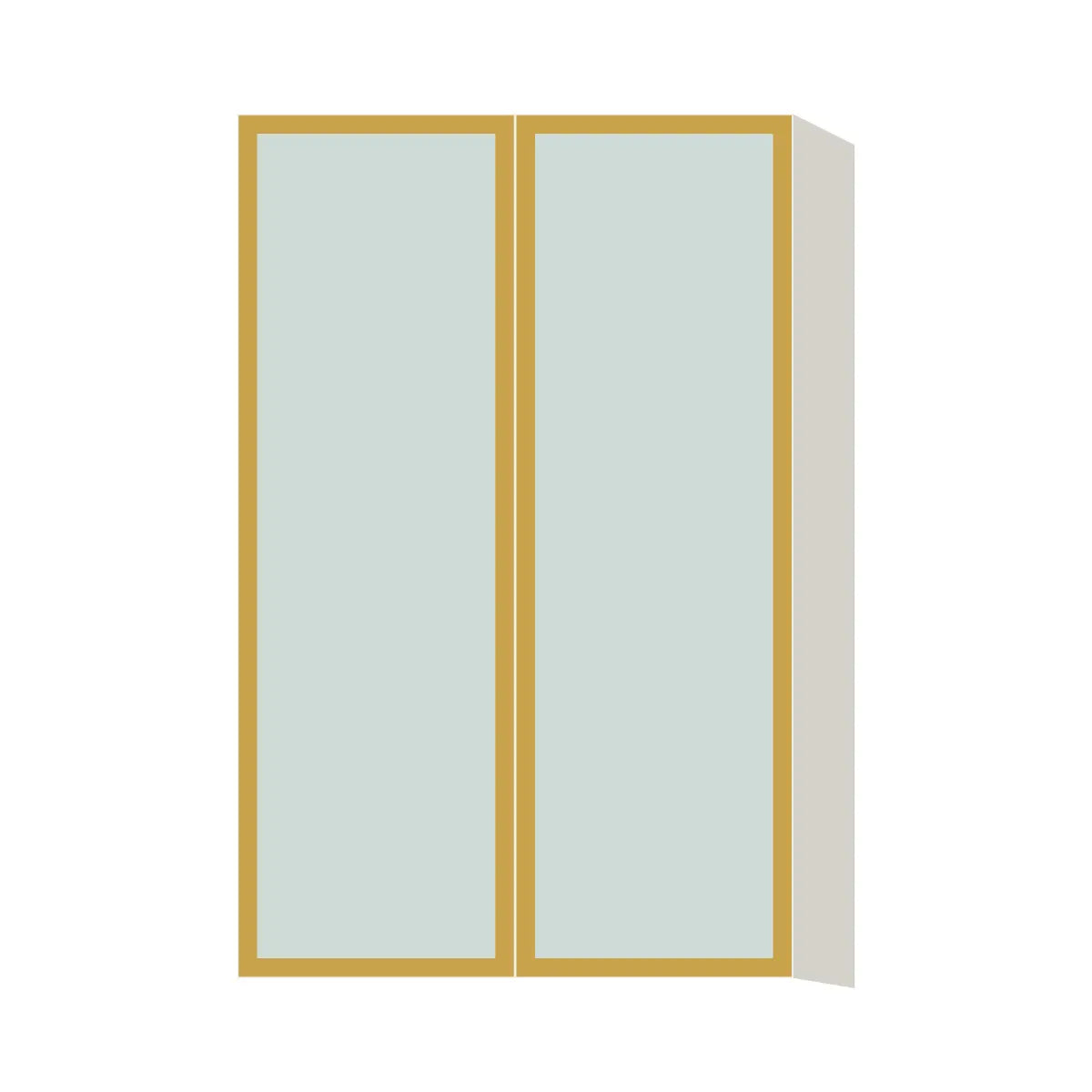 Glass Door Insert GD-W2742, Aluminum Frame, for 27 Inch x 42 Inch Contemporary Wall Cabinet, Double Door, L-Box
