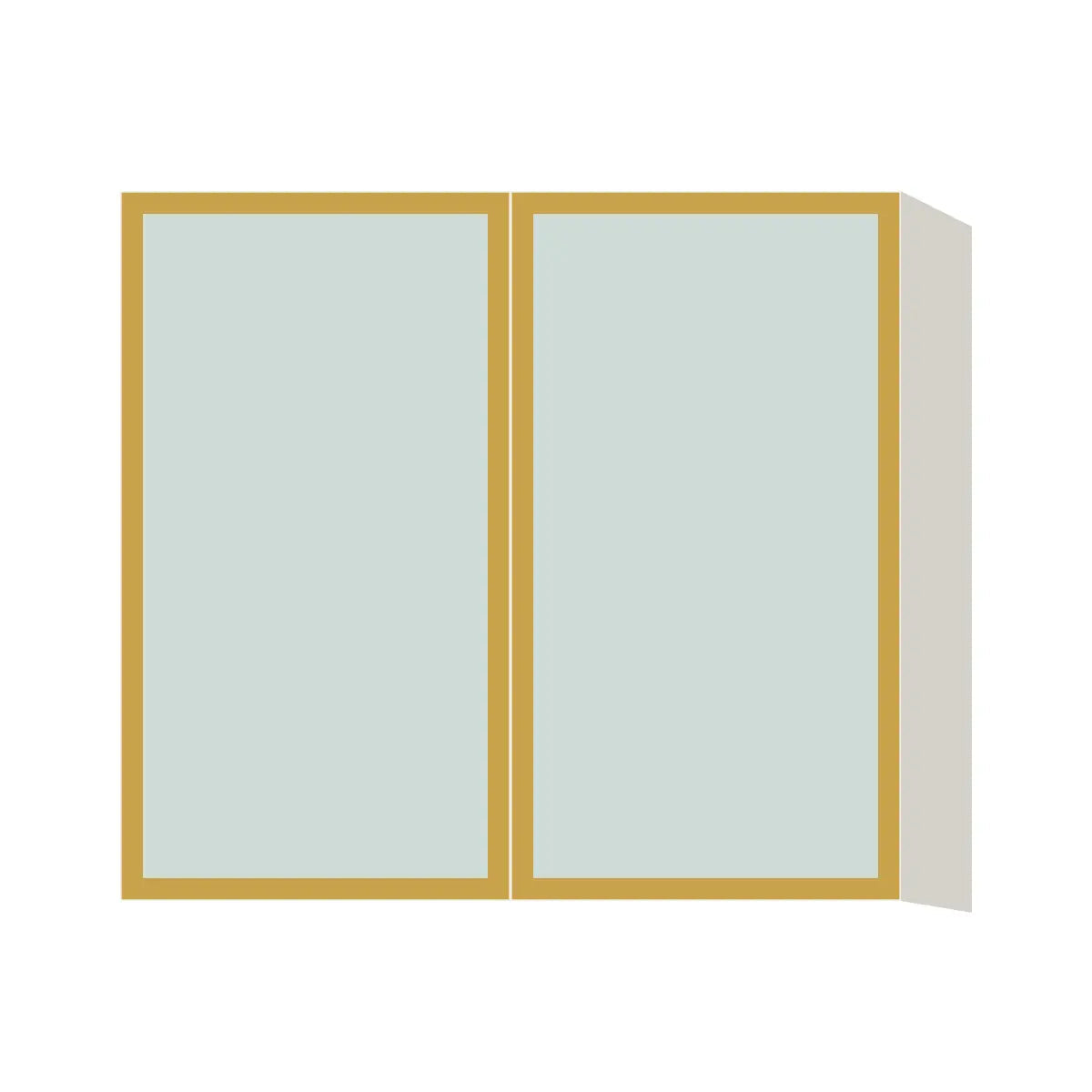 Glass Door Insert GD-W3330, Aluminum Frame, for 33 Inch x 30 Inch Contemporary Wall Cabinet, Double Door, L-Box