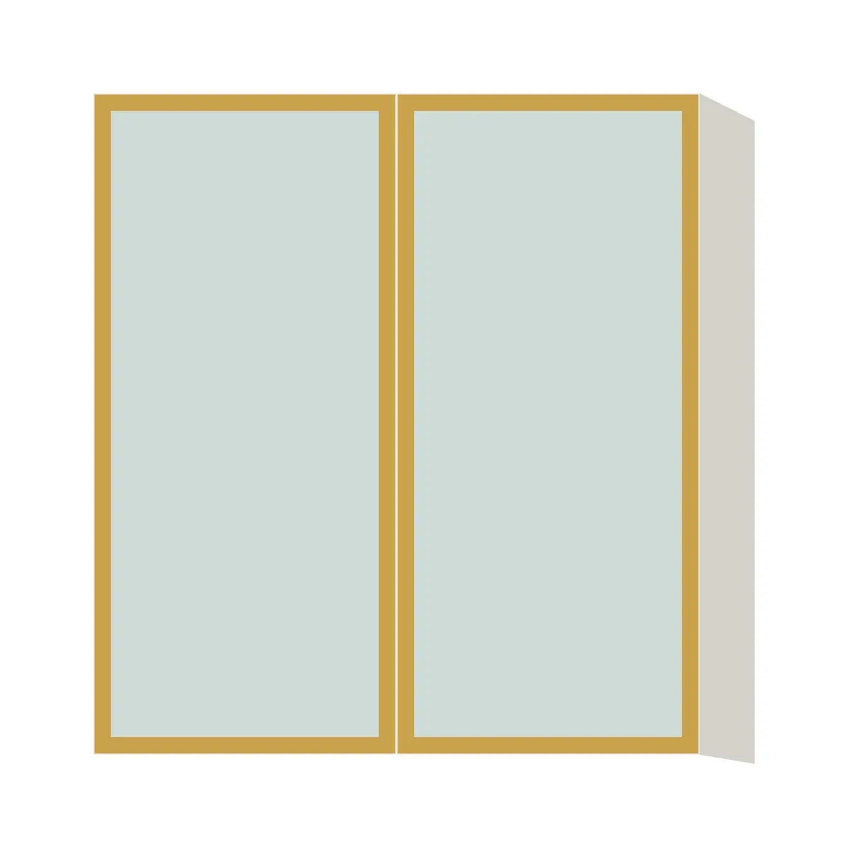 Glass Door Insert GD-W3336, Aluminum Frame, for 33 Inch x 36 Inch Contemporary Wall Cabinet, Double Door, L-Box