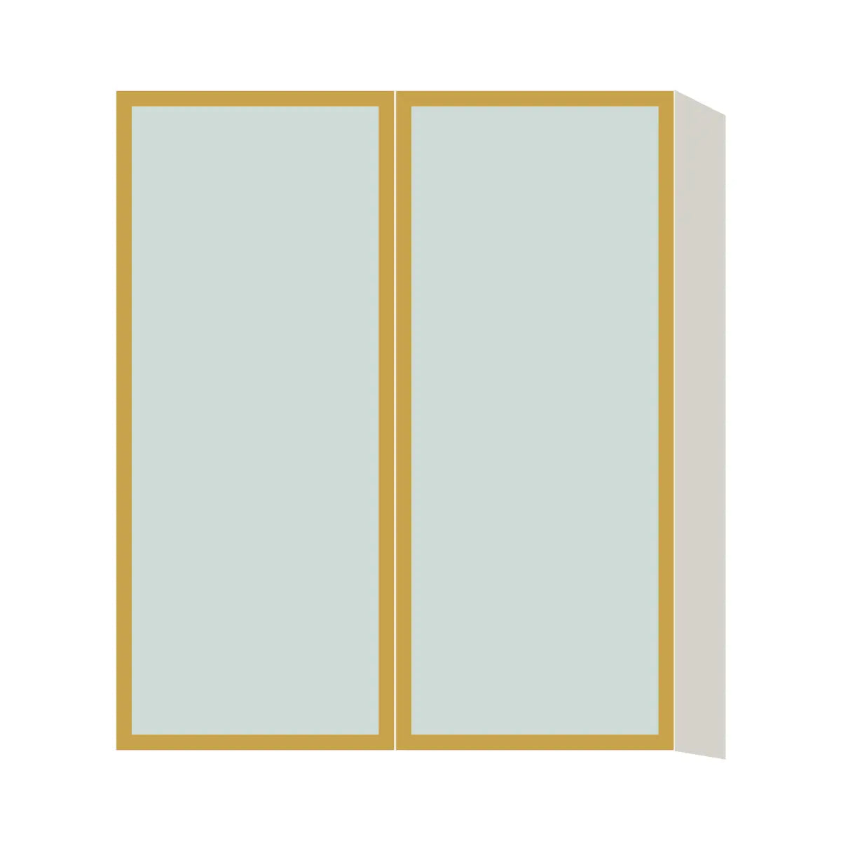 Glass Door Insert GD-W3339, Aluminum Frame, for 33 Inch x 39 Inch Contemporary Wall Cabinet, Double Door, L-Box