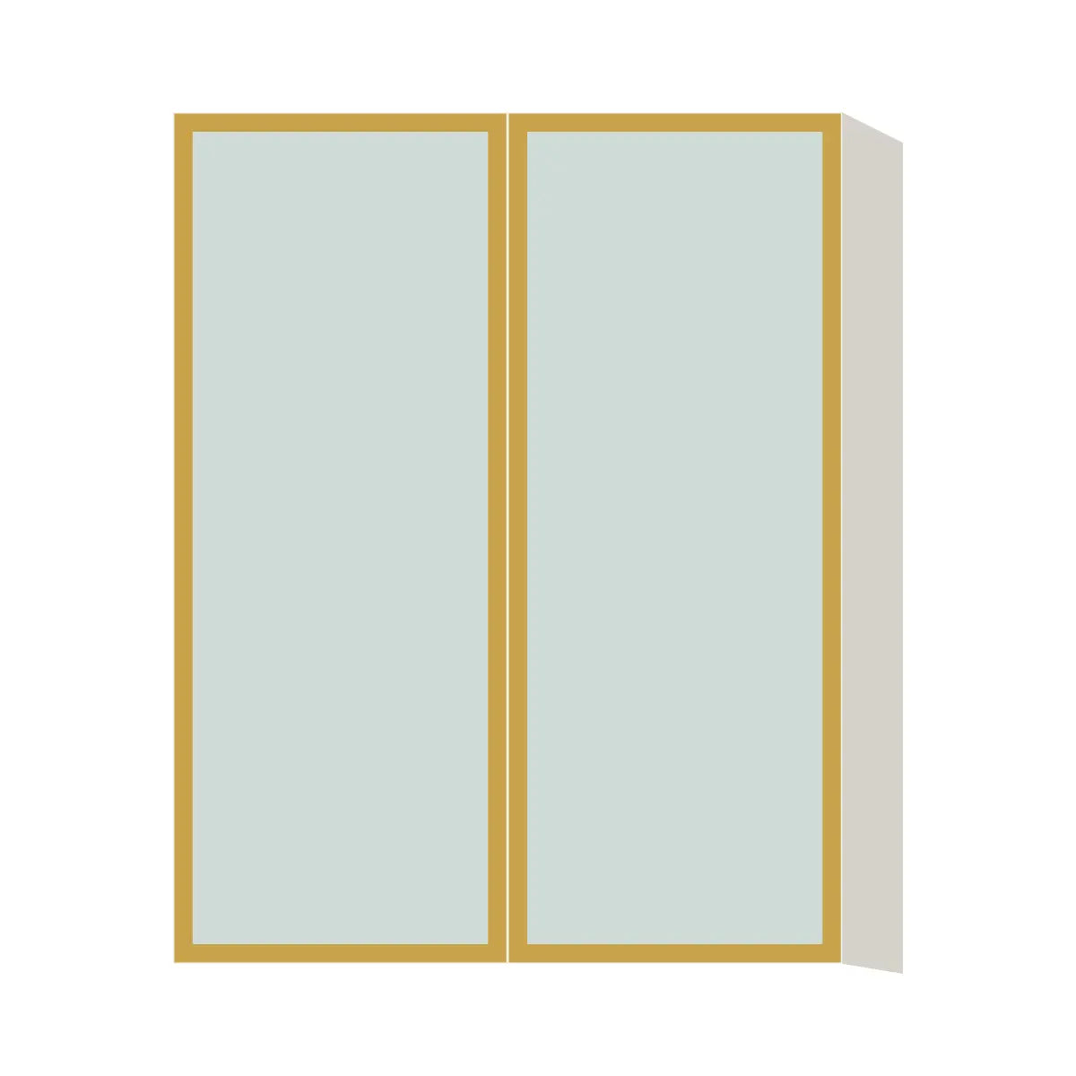 Glass Door Insert GD-W3342, Aluminum Frame, for 33 Inch x 42 Inch Contemporary Wall Cabinet, Double Door, L-Box